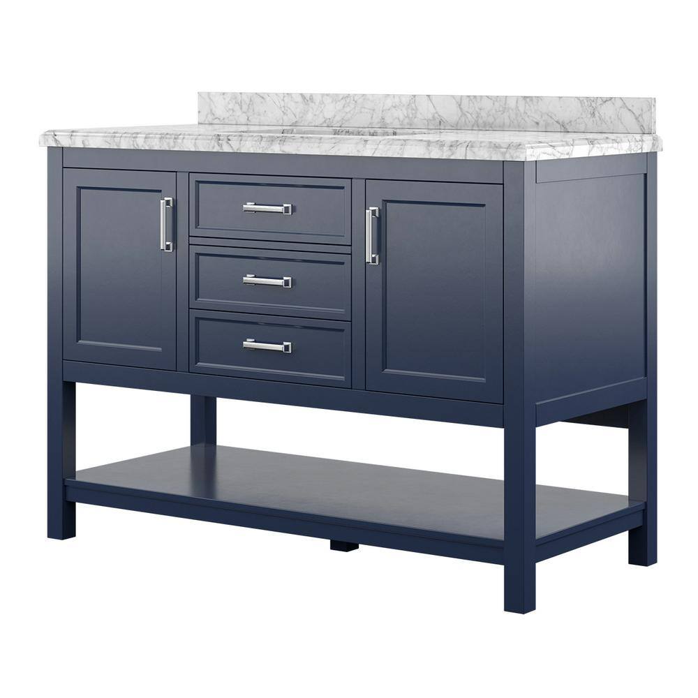 Affinity 49" Single Sink Vanity with White & Gray Carrara Marble Top-Frovial