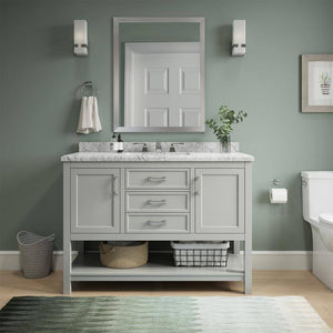 Affinity 49" Single Sink Vanity with White & Gray Carrara Marble Top-Frovial