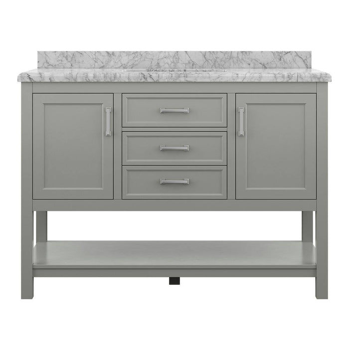 Affinity 49" Single Sink Vanity with White & Gray Carrara Marble Top-Frovial