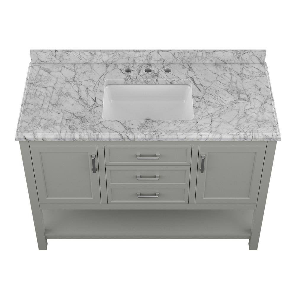 Affinity 49" Single Sink Vanity with White & Gray Carrara Marble Top-Frovial