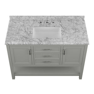 Affinity 49" Single Sink Vanity with White & Gray Carrara Marble Top-Frovial