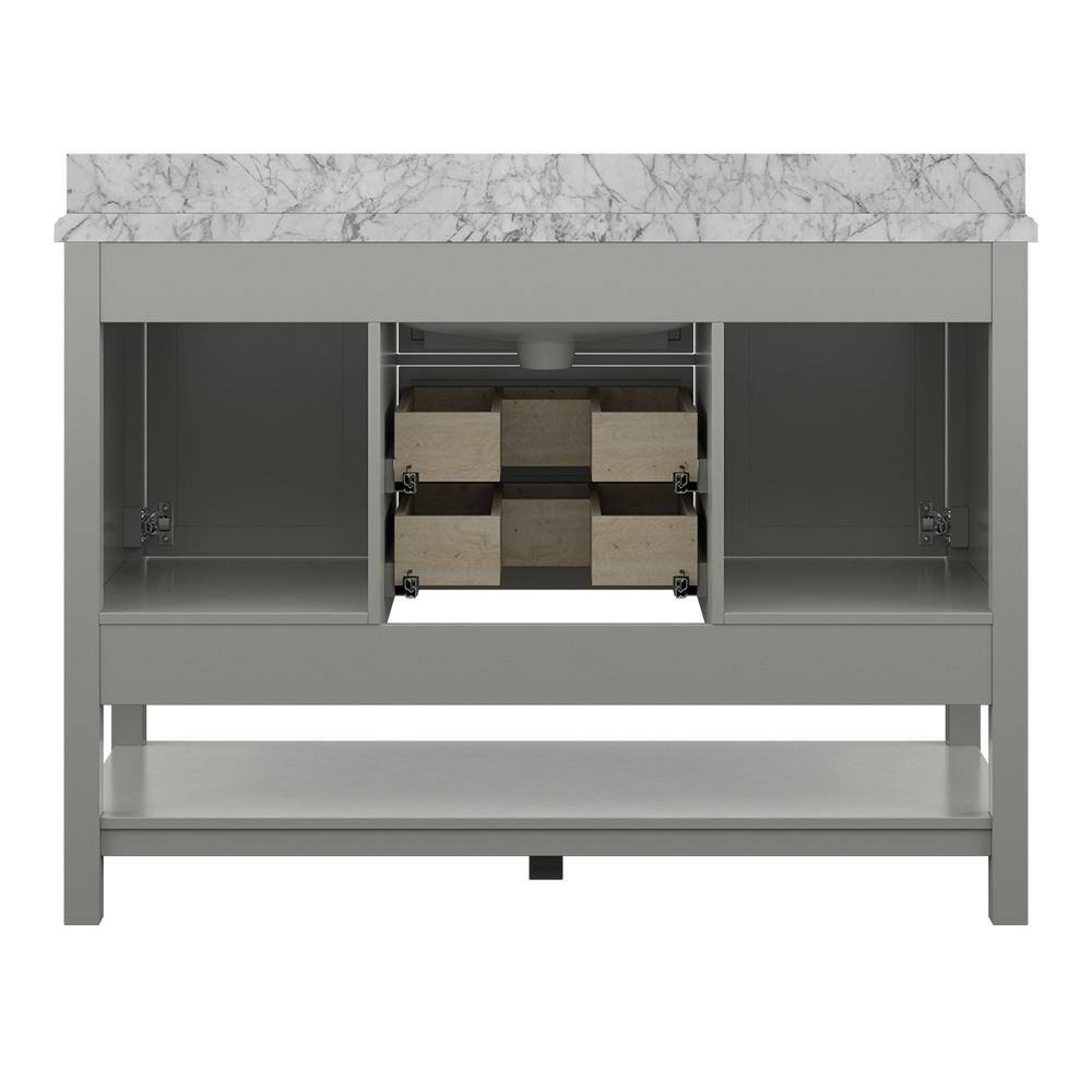 Affinity 49" Single Sink Vanity with White & Gray Carrara Marble Top-Frovial