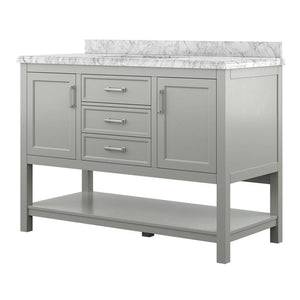Affinity 49" Single Sink Vanity with White & Gray Carrara Marble Top-Frovial