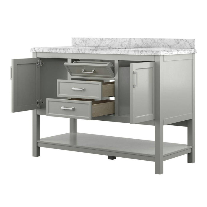 Affinity 49" Single Sink Vanity with White & Gray Carrara Marble Top-Frovial