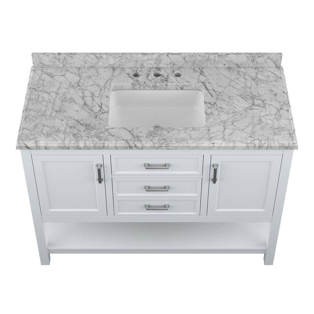 Affinity 49" Single Sink Vanity with White & Gray Carrara Marble Top-Frovial