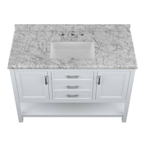 Affinity 49" Single Sink Vanity with White & Gray Carrara Marble Top-Frovial