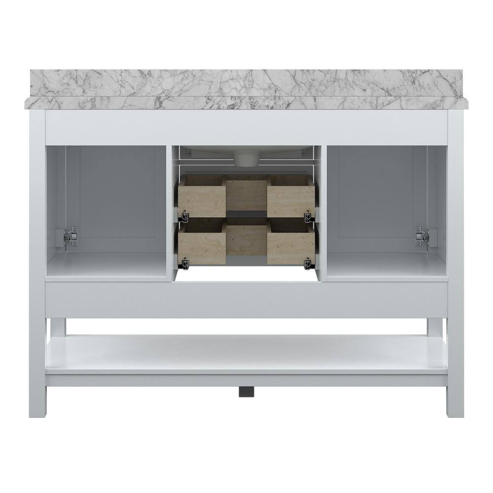Affinity 49" Single Sink Vanity with White & Gray Carrara Marble Top-Frovial