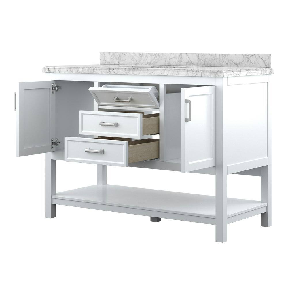 Affinity 49" Single Sink Vanity with White & Gray Carrara Marble Top-Frovial