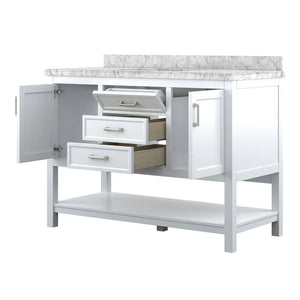 Affinity 49" Single Sink Vanity with White & Gray Carrara Marble Top-Frovial