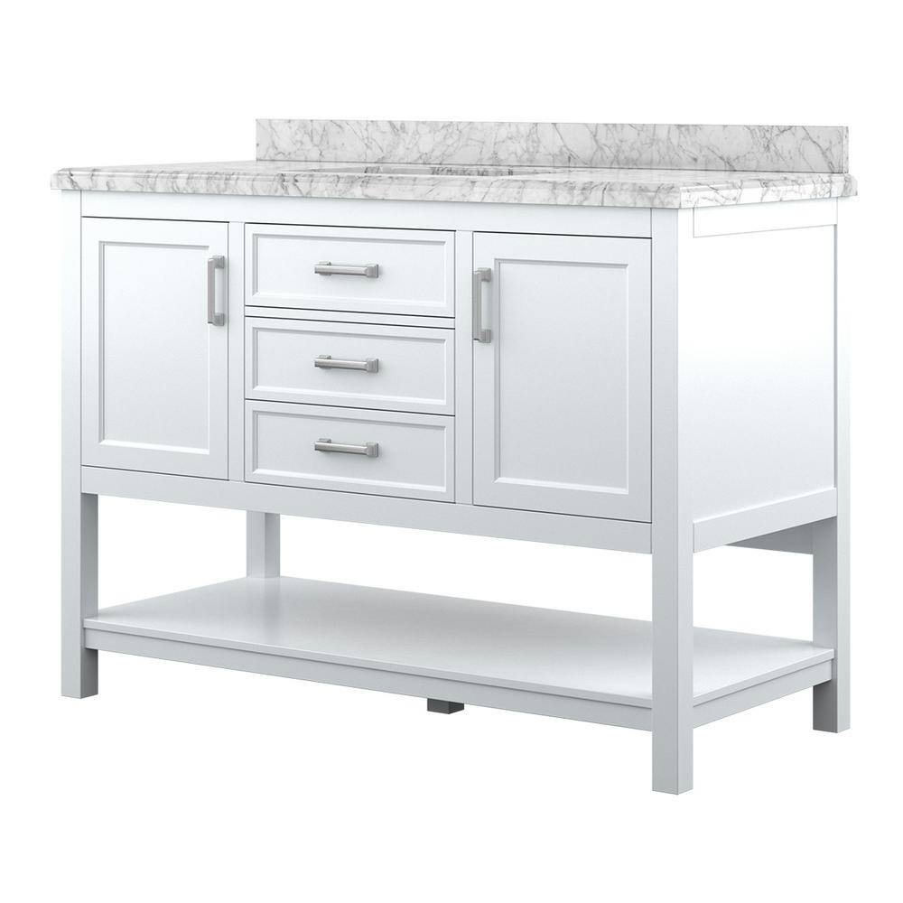 Affinity 49" Single Sink Vanity with White & Gray Carrara Marble Top-Frovial