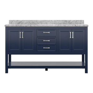 Affinity 61" Double Sink Vanity with White & Gray Carrara Marble Top-Frovial