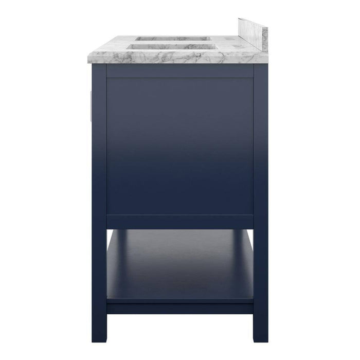 Affinity 61" Double Sink Vanity with White & Gray Carrara Marble Top-Frovial
