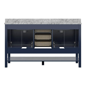 Affinity 61" Double Sink Vanity with White & Gray Carrara Marble Top-Frovial