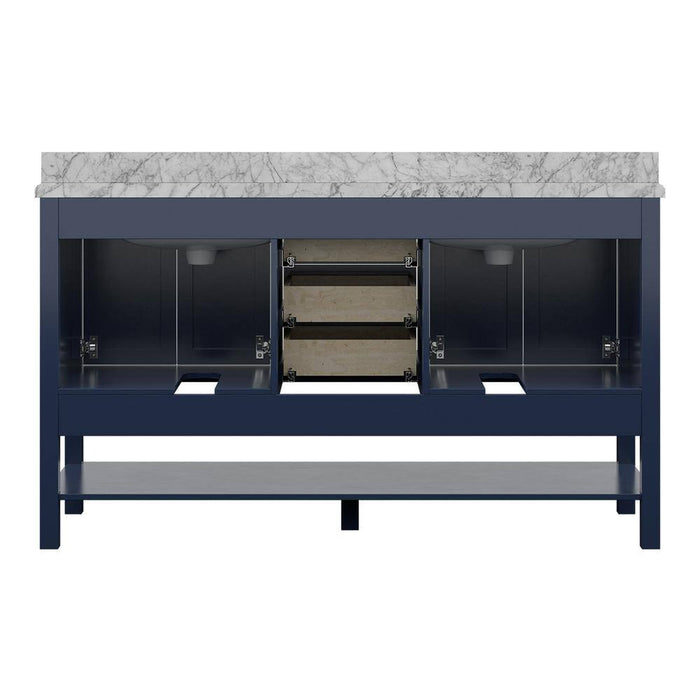Affinity 61" Double Sink Vanity with White & Gray Carrara Marble Top-Frovial