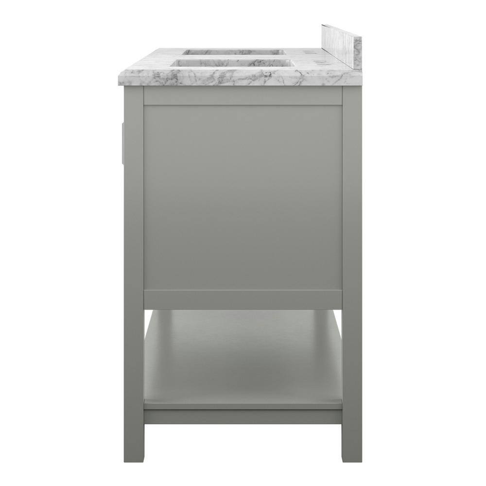 Affinity 61" Double Sink Vanity with White & Gray Carrara Marble Top-Frovial