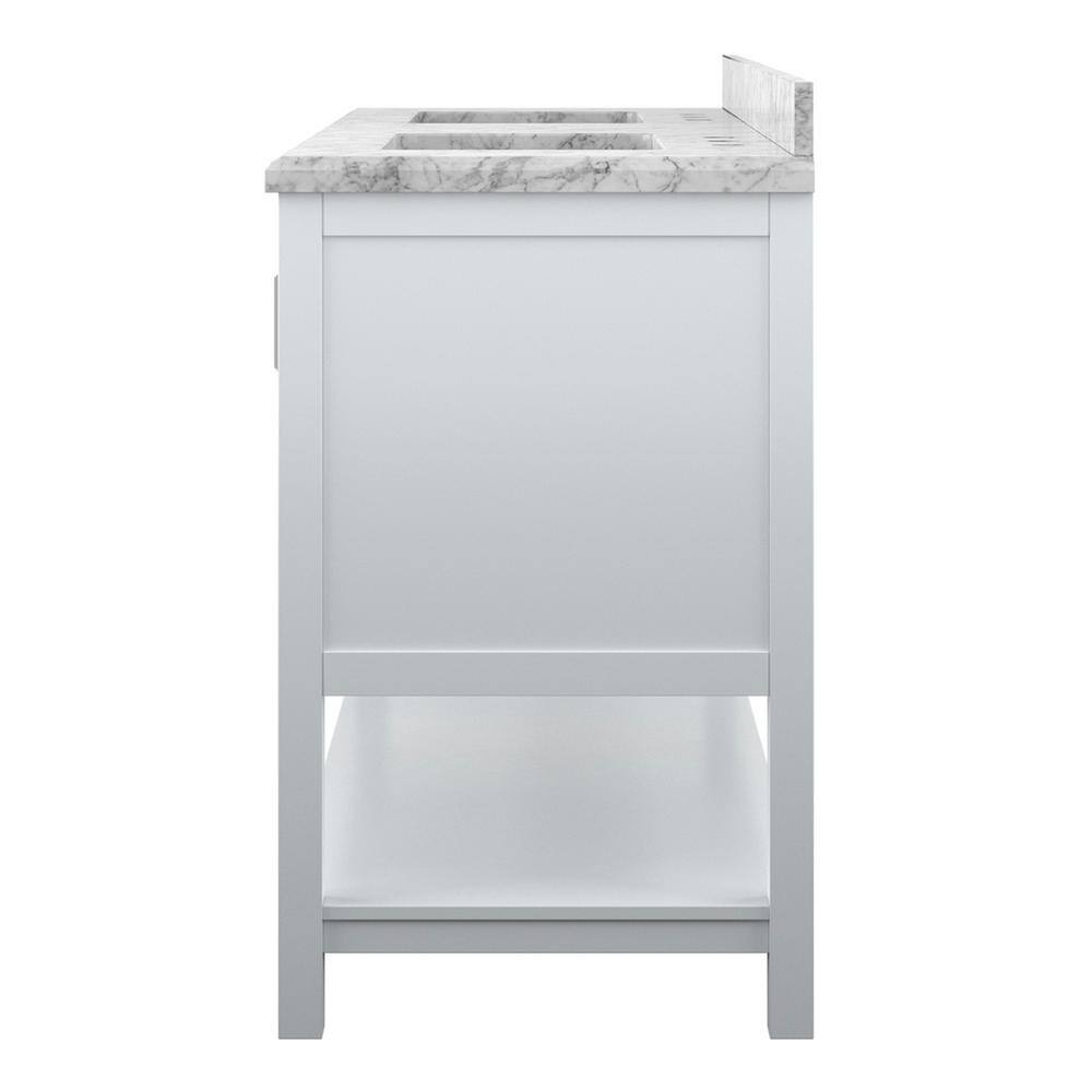 Affinity 61" Double Sink Vanity with White & Gray Carrara Marble Top-Frovial