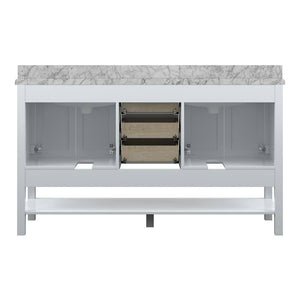 Affinity 61" Double Sink Vanity with White & Gray Carrara Marble Top-Frovial