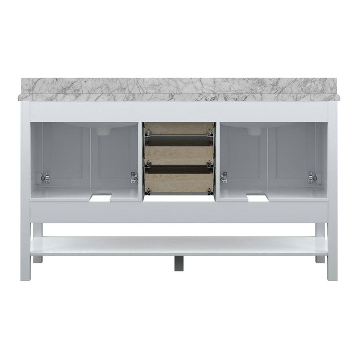 Affinity 61" Double Sink Vanity with White & Gray Carrara Marble Top-Frovial