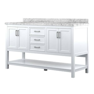 Affinity 61" Double Sink Vanity with White & Gray Carrara Marble Top-Frovial