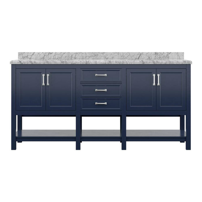 Affinity 72" Double Sink Vanity with White & Gray Carrara Marble Top-Frovial