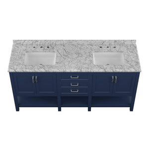 Affinity 72" Double Sink Vanity with White & Gray Carrara Marble Top-Frovial