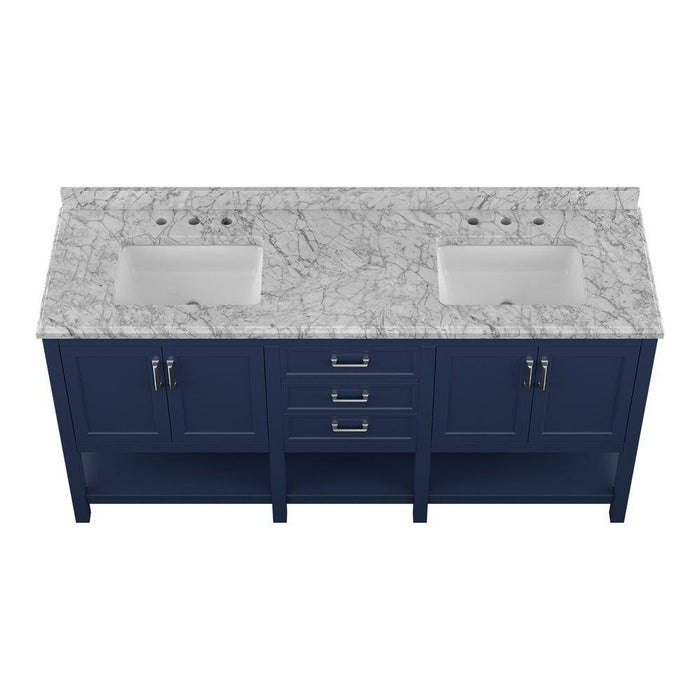 Affinity 72" Double Sink Vanity with White & Gray Carrara Marble Top-Frovial