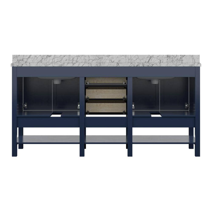 Affinity 72" Double Sink Vanity with White & Gray Carrara Marble Top-Frovial