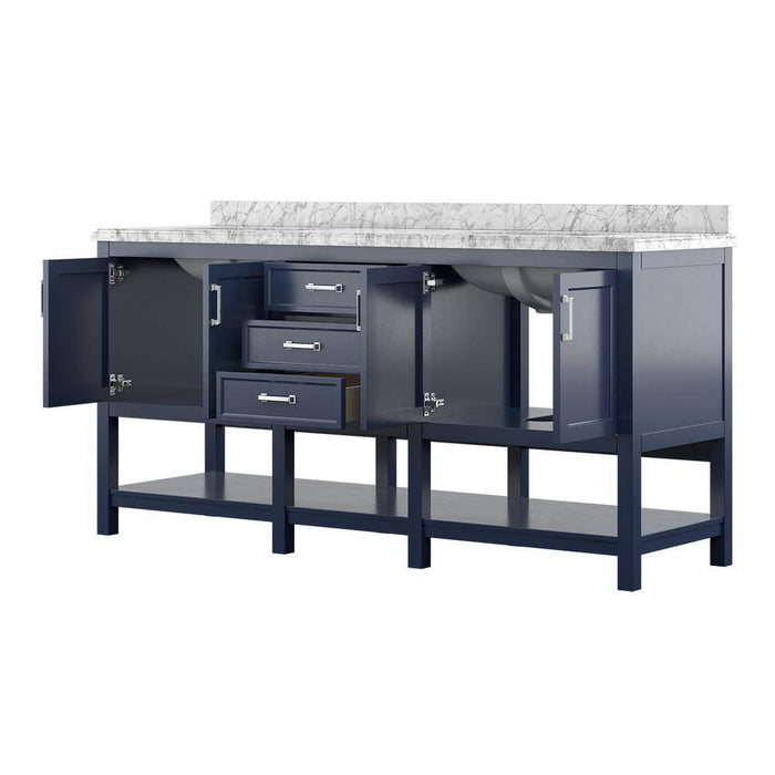 Affinity 72" Double Sink Vanity with White & Gray Carrara Marble Top-Frovial