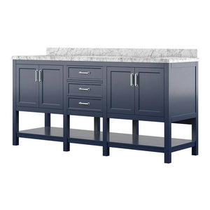 Affinity 72" Double Sink Vanity with White & Gray Carrara Marble Top-Frovial