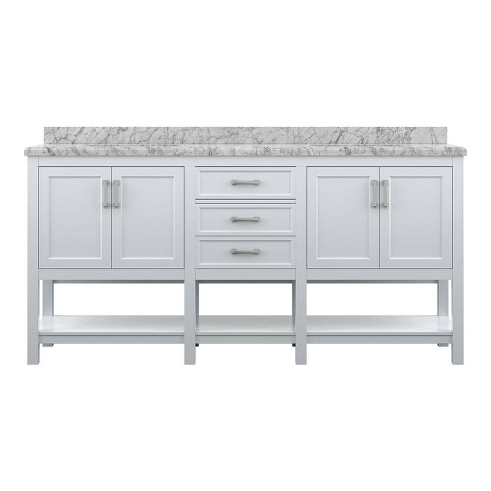 Affinity 72" Double Sink Vanity with White & Gray Carrara Marble Top-Frovial