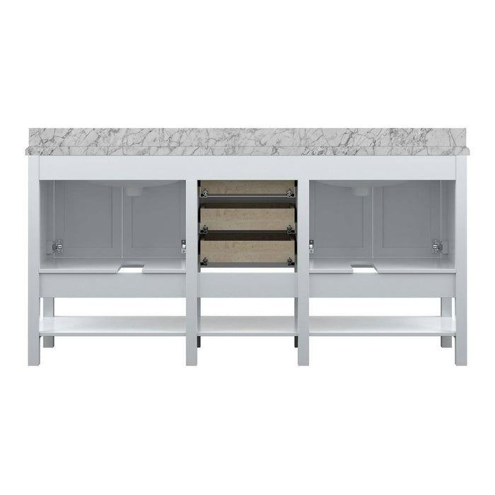 Affinity 72" Double Sink Vanity with White & Gray Carrara Marble Top-Frovial