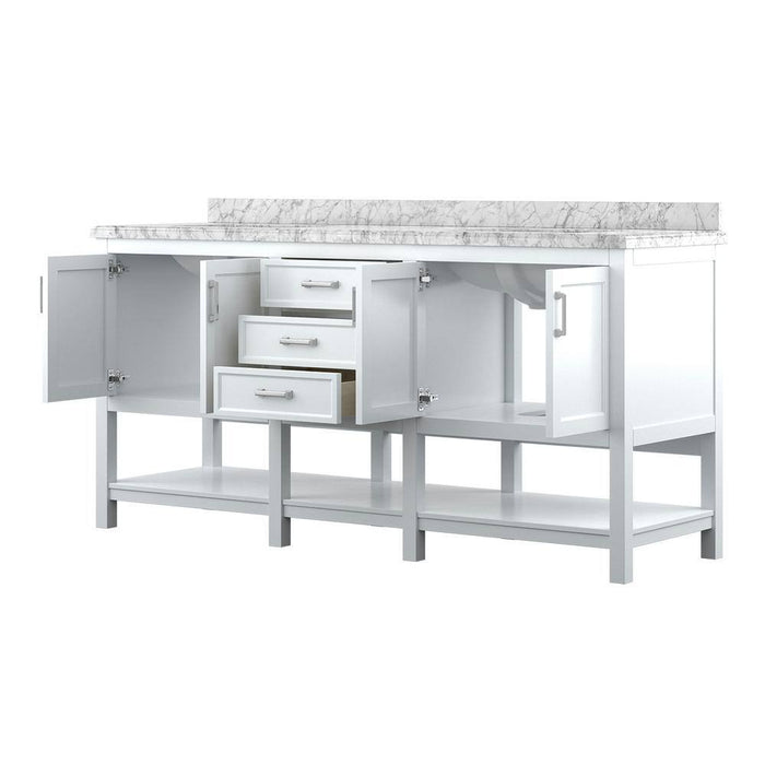 Affinity 72" Double Sink Vanity with White & Gray Carrara Marble Top-Frovial