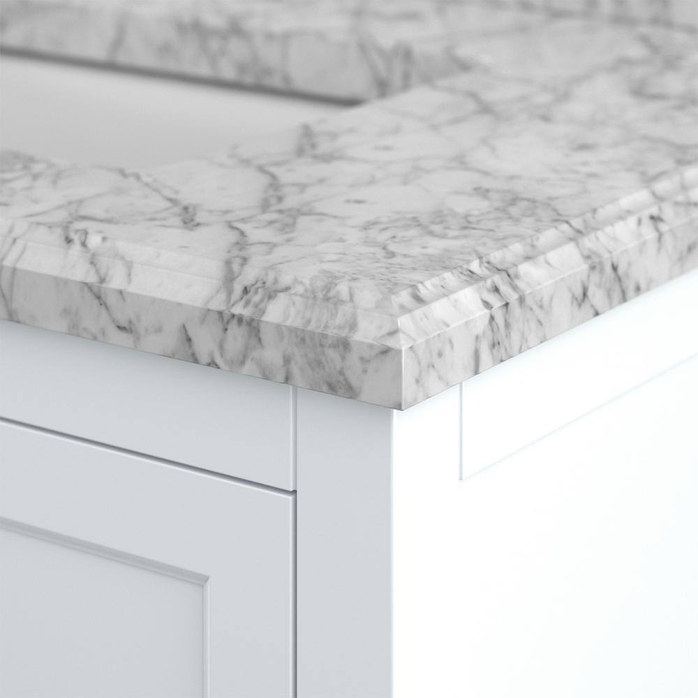 Affinity 72" Double Sink Vanity with White & Gray Carrara Marble Top-Frovial