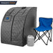 Durasage Lightweight Personal Steam Sauna Spa for Relaxation at Home, 60 Minute Timer, 800 Watt Steam Generator, Chair Included - Gray-Frovial