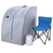 Durasage Lightweight Portable Personal Steam Sauna Spa for Relaxation at Home, 60 Minute Timer, 800 Watt Steam Generator, Chair Included - Blue Trim-Frovial
