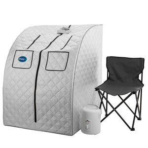 Oversized Portable Steam Sauna for Weight Loss, Detox & Relaxation at Home, Chair Included - Silver-Frovial
