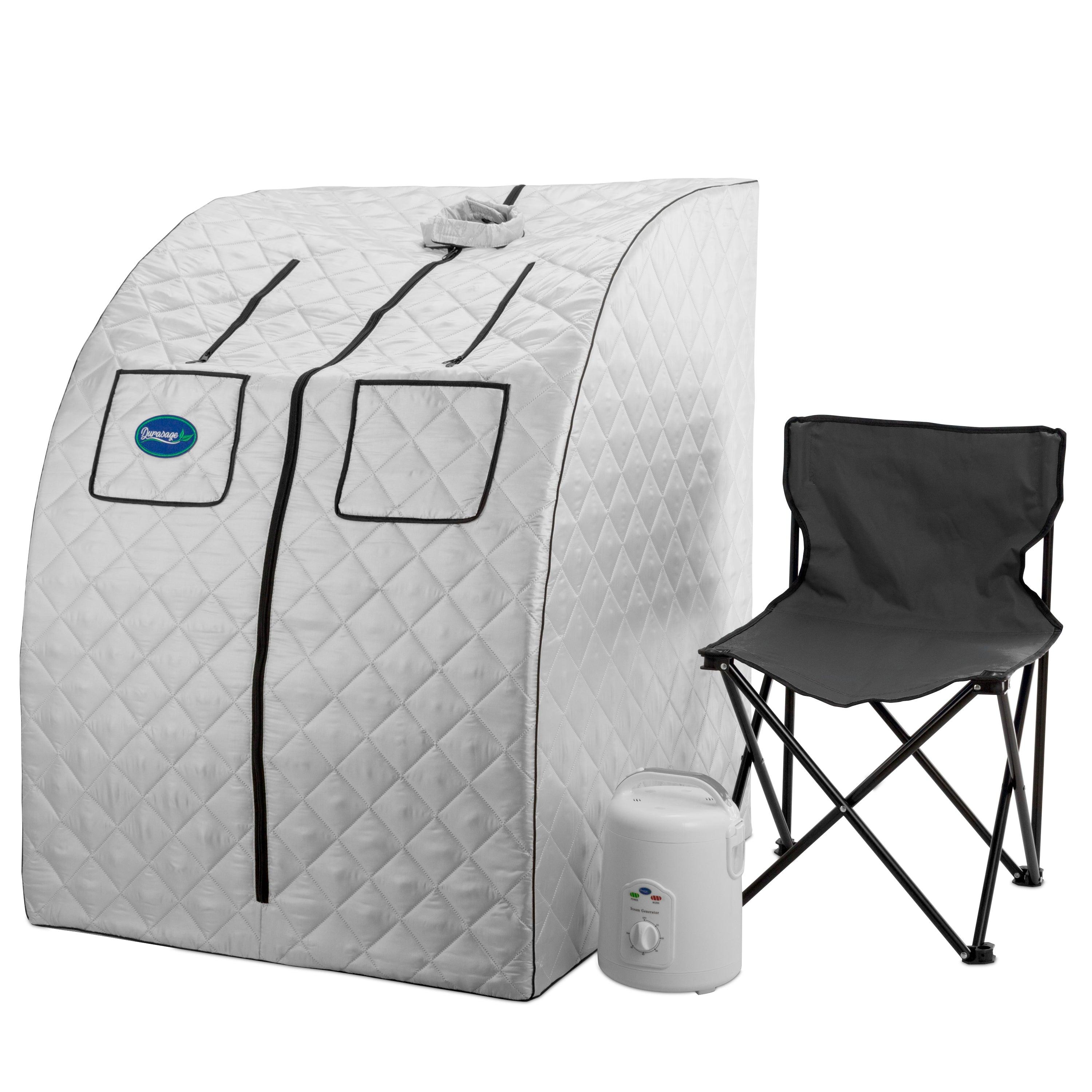 Oversized Portable Steam Sauna for Weight Loss, Detox & Relaxation at Home, Chair Included - Silver-Frovial