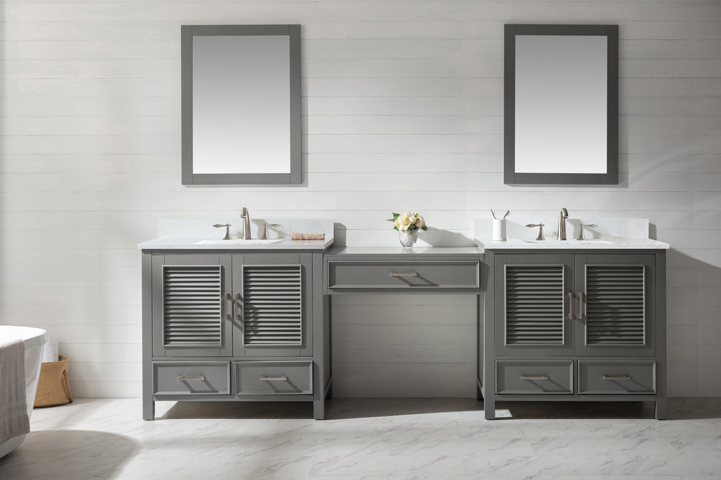 Estate 102" Double Sink Bathroom Vanity Modular Set with White Quartz Top-Frovial