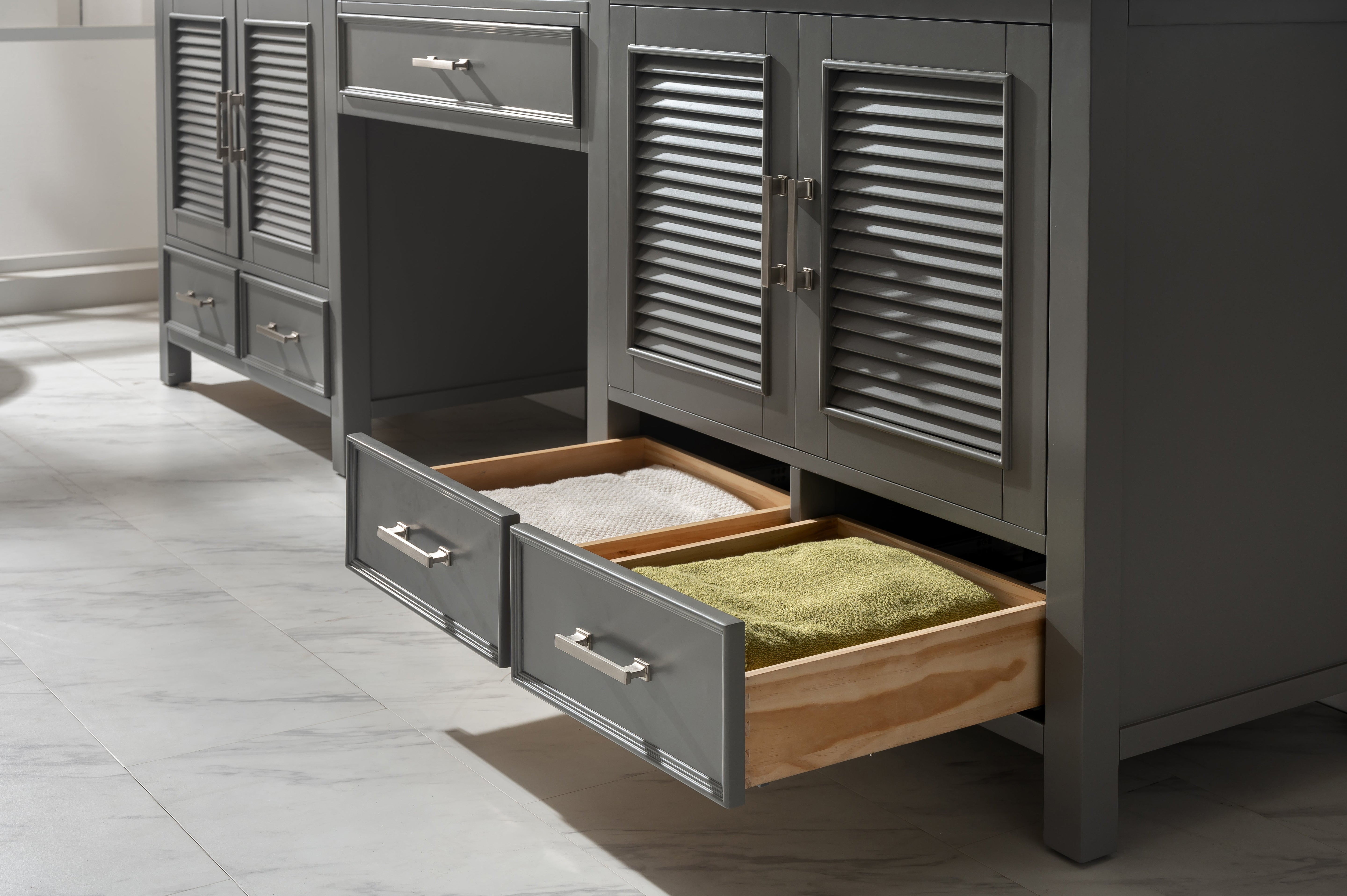 Estate 102" Double Sink Bathroom Vanity Modular Set with White Quartz Top-Frovial