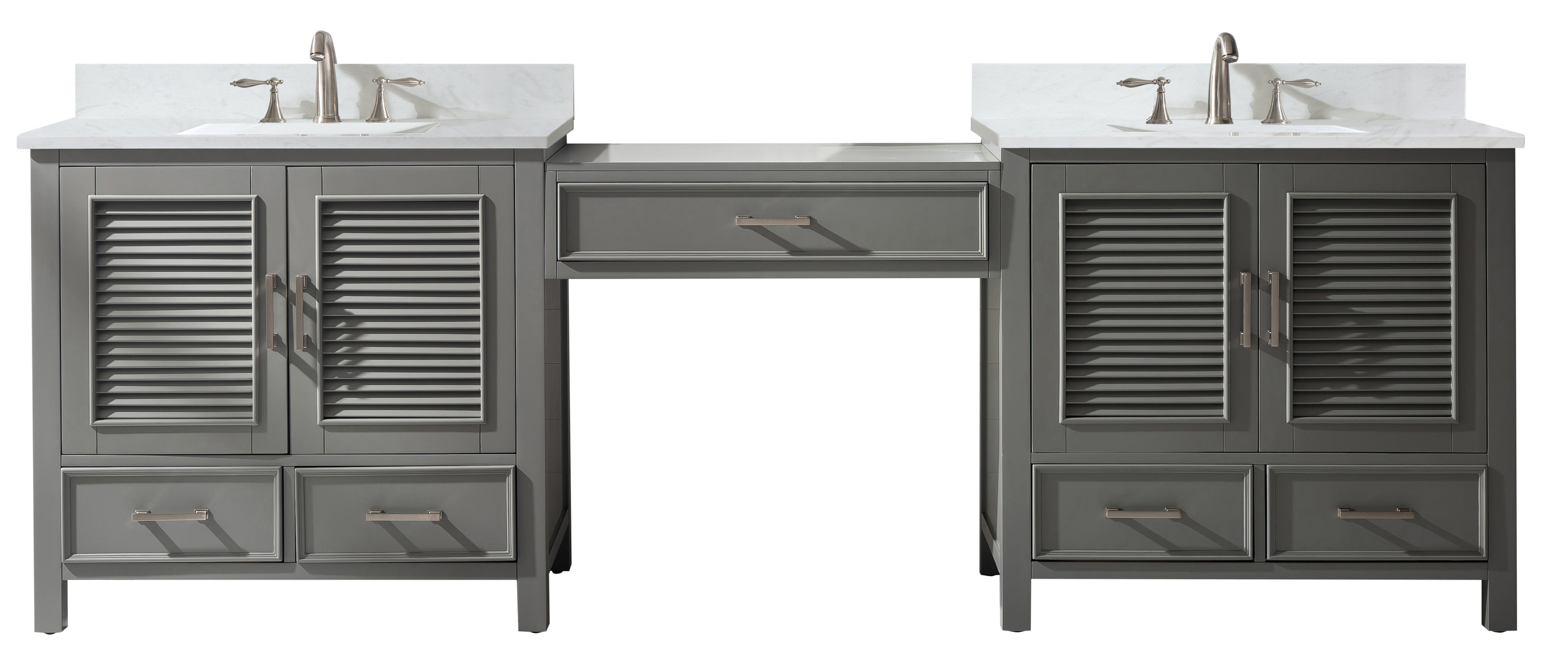 Estate 102" Double Sink Bathroom Vanity Modular Set with White Quartz Top-Frovial