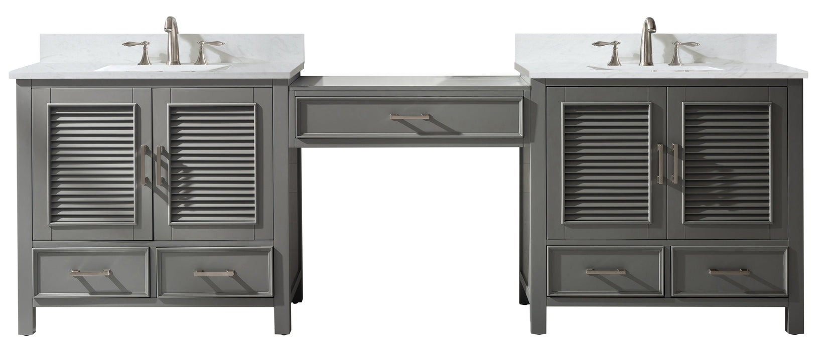 Estate 102" Double Sink Bathroom Vanity Modular Set with White Quartz Top-Frovial