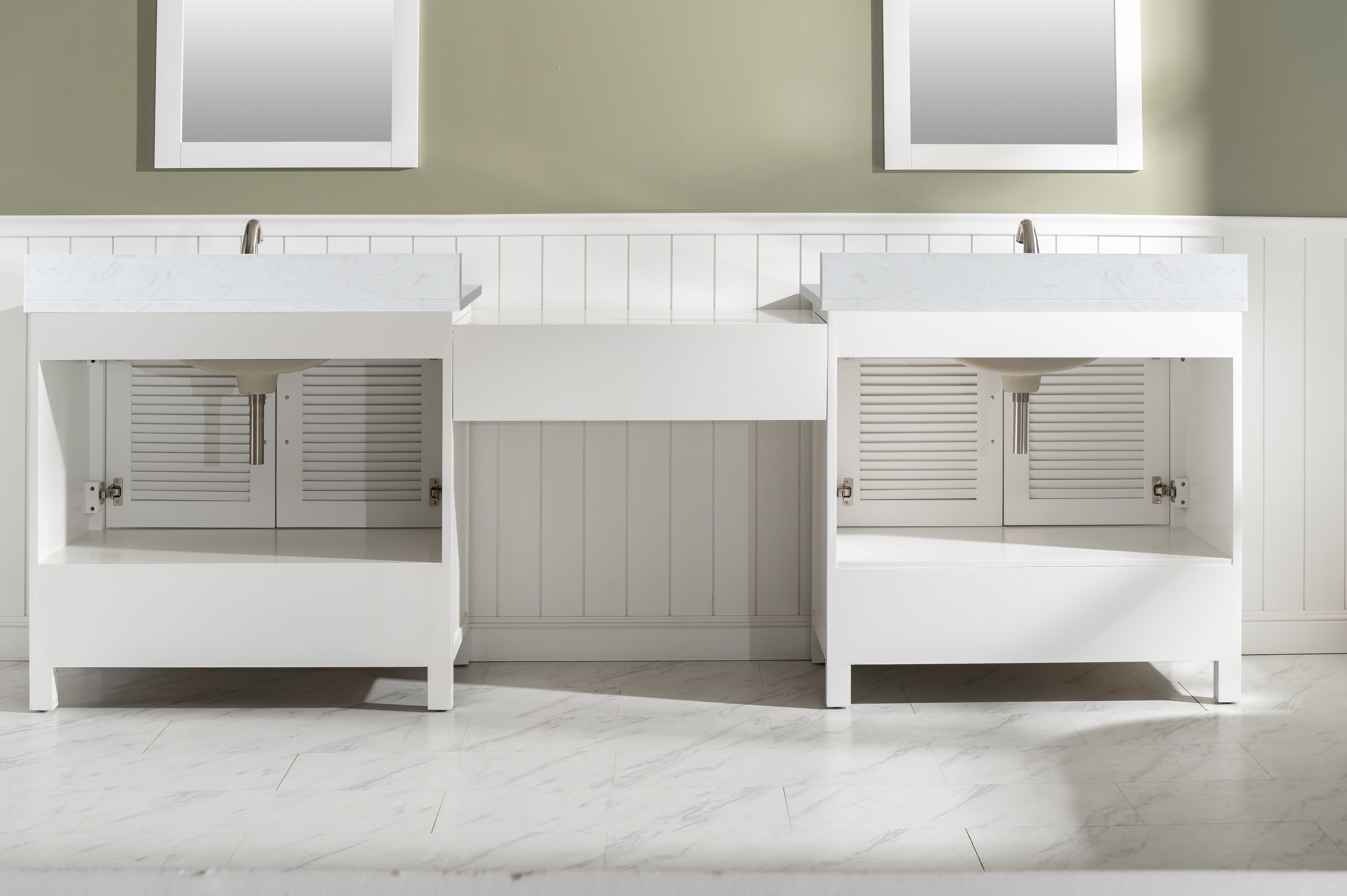 Estate 102" Double Sink Bathroom Vanity Modular Set with White Quartz Top-Frovial