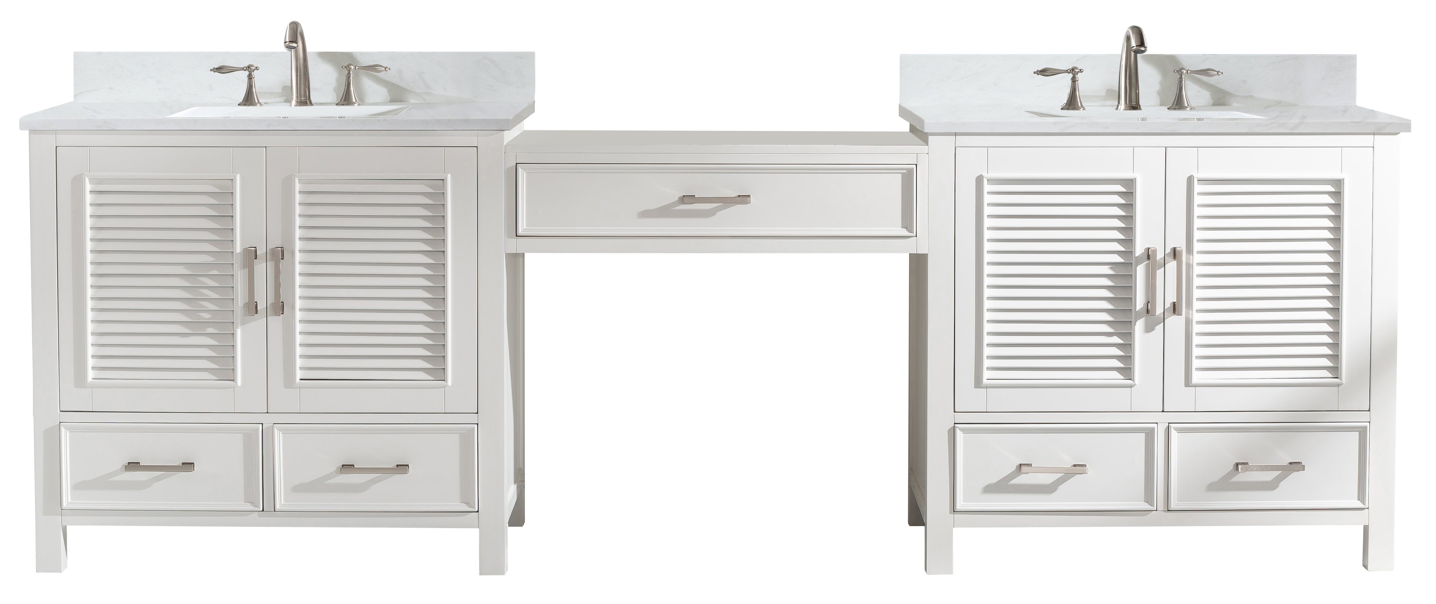 Estate 102" Double Sink Bathroom Vanity Modular Set with White Quartz Top-Frovial