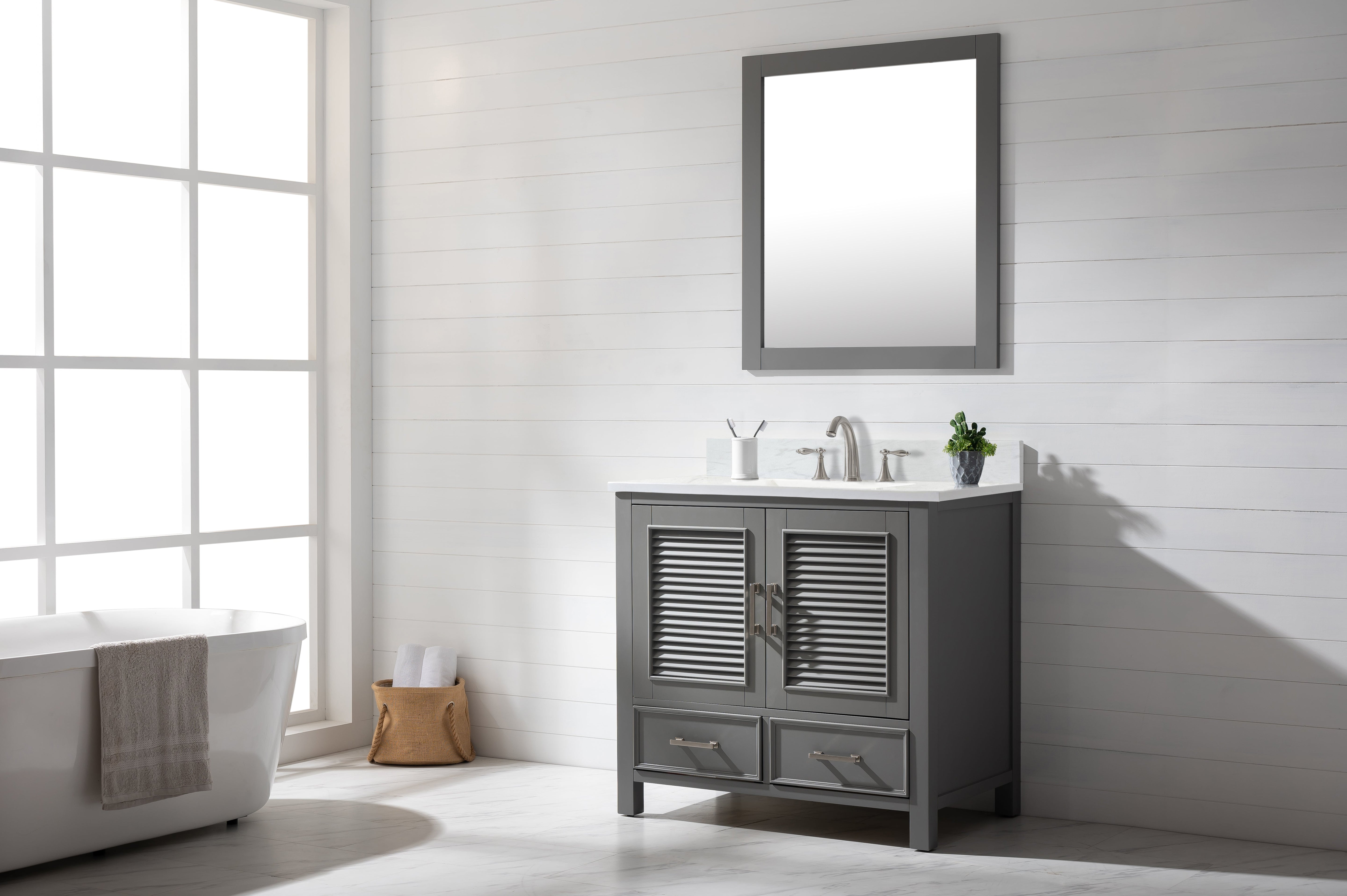 Estate 36" Single Vanity with White Quartz Top-Frovial