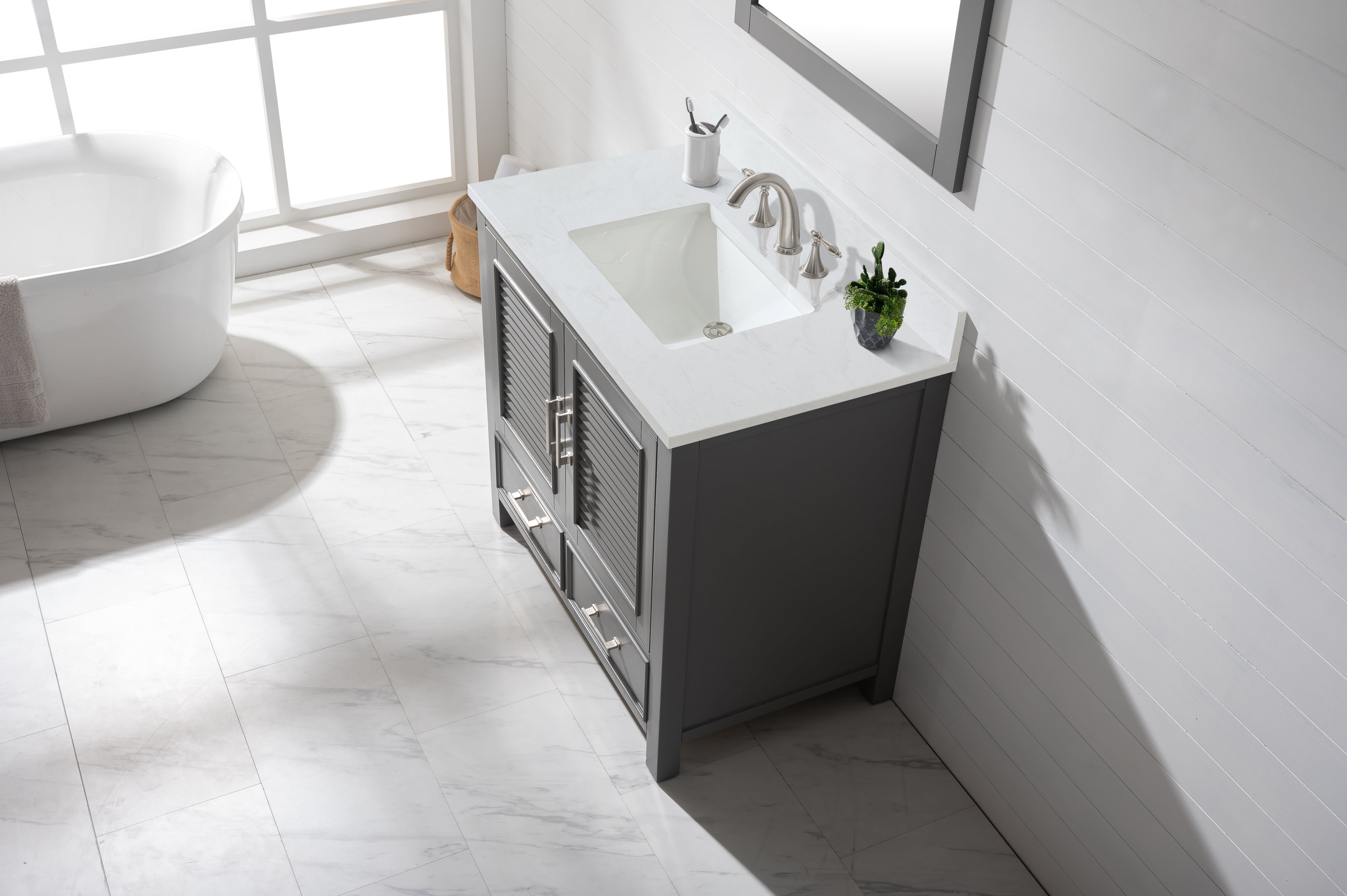 Estate 36" Single Vanity with White Quartz Top-Frovial