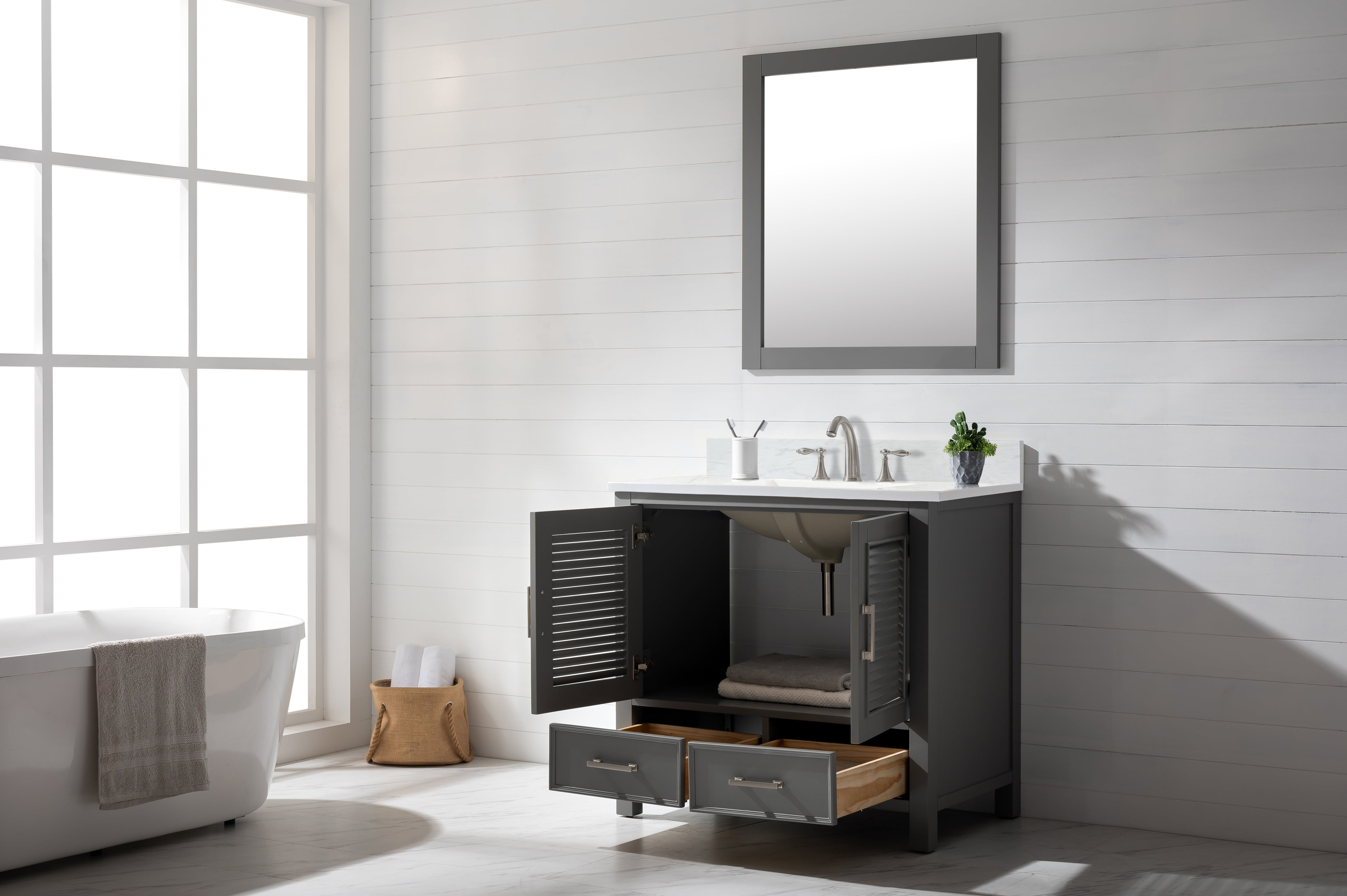 Estate 36" Single Vanity with White Quartz Top-Frovial