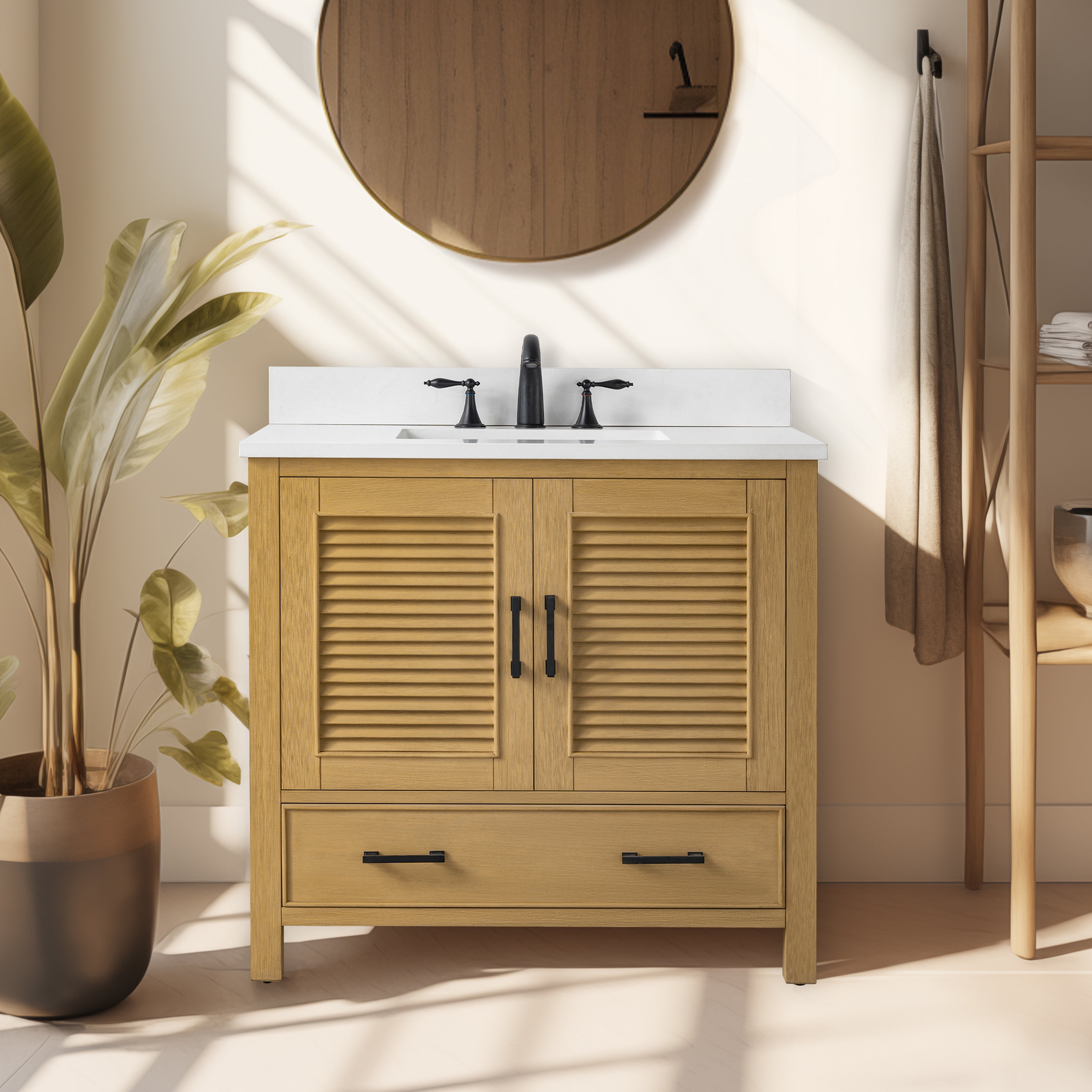 Estate 36" Single Vanity with White Quartz Top-Frovial