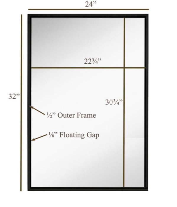 Vera 24" x 32" Rectangular Vanity Mirror with Modern Metal Frame-Frovial