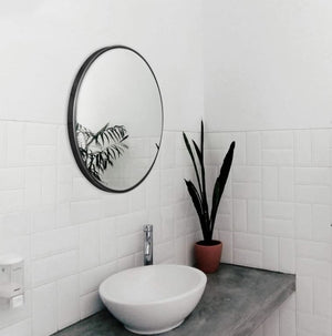 Vera 28" x 28" Round Vanity Mirror with Stainless Steel Frame-Frovial