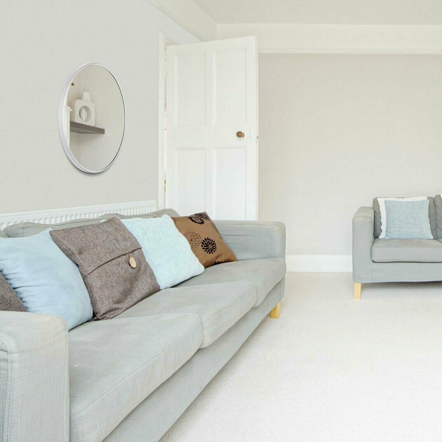 Vera 28" x 28" Round Vanity Mirror with Stainless Steel Frame-Frovial